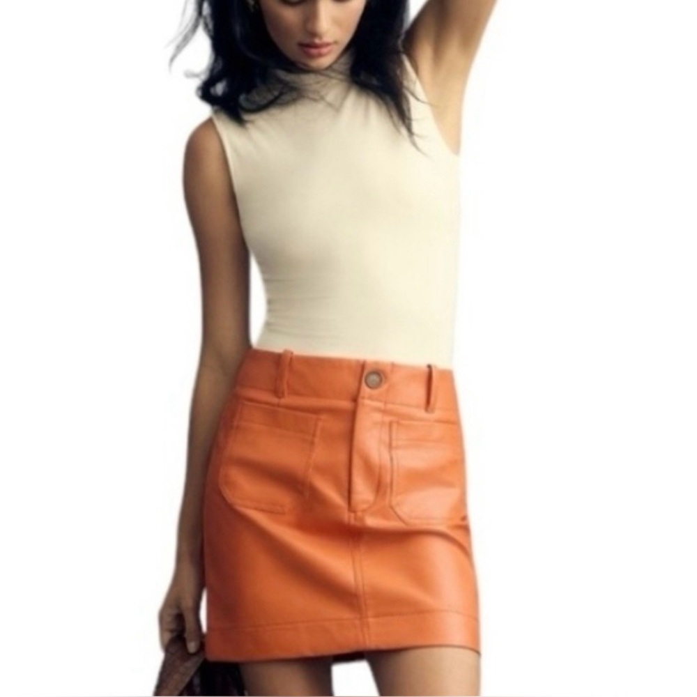 Maeve The Colette Faux Leather Mini Skirt